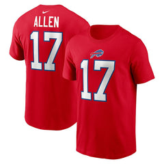 Josh Allen Buffalo Bills Player Name & Number T-Shirt Red | Nike for Sale