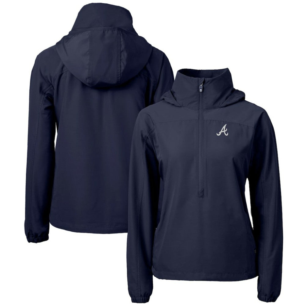 Atlanta Braves Cutter & Buck Women's Charter Eco Recycled Half-Zip Anorak Jacket - MLB