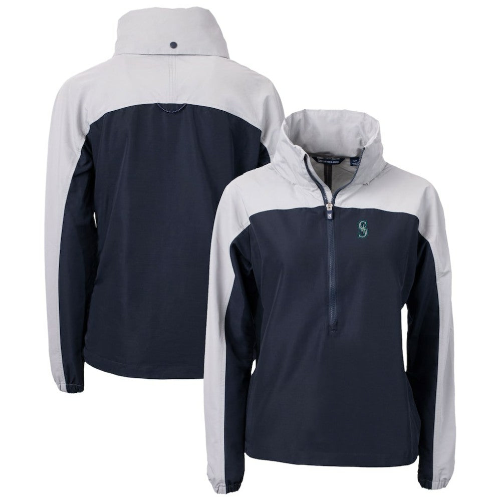 Seattle Mariners Cutter & Buck Women's Charter Eco Recycled Half-Zip Anorak Jacket - MLB