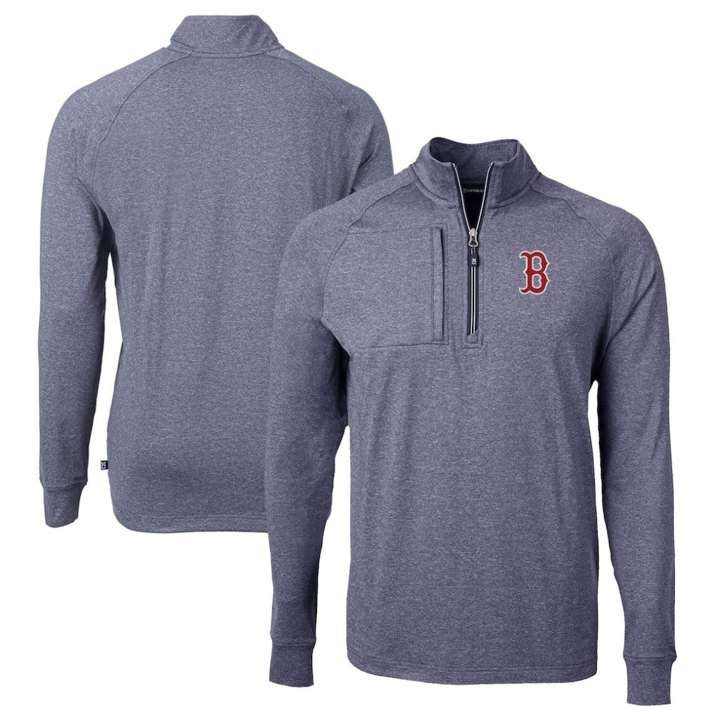 Boston Red Sox Cutter & Buck Big & Tall Adapt Eco Knit Stretch Recycled Quarter-Zip Pullover Top - MLB