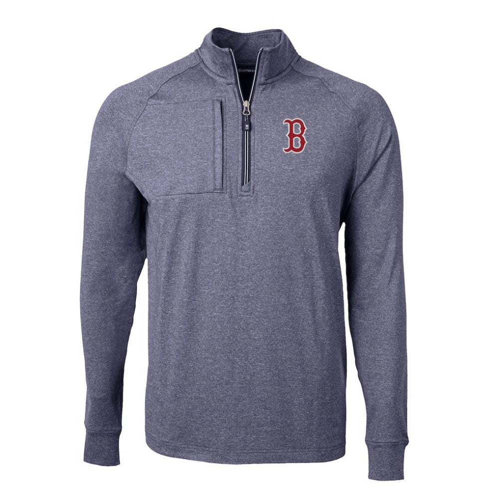 Boston Red Sox Cutter & Buck Big & Tall Adapt Eco Knit Stretch Recycled Quarter-Zip Pullover Top - MLB