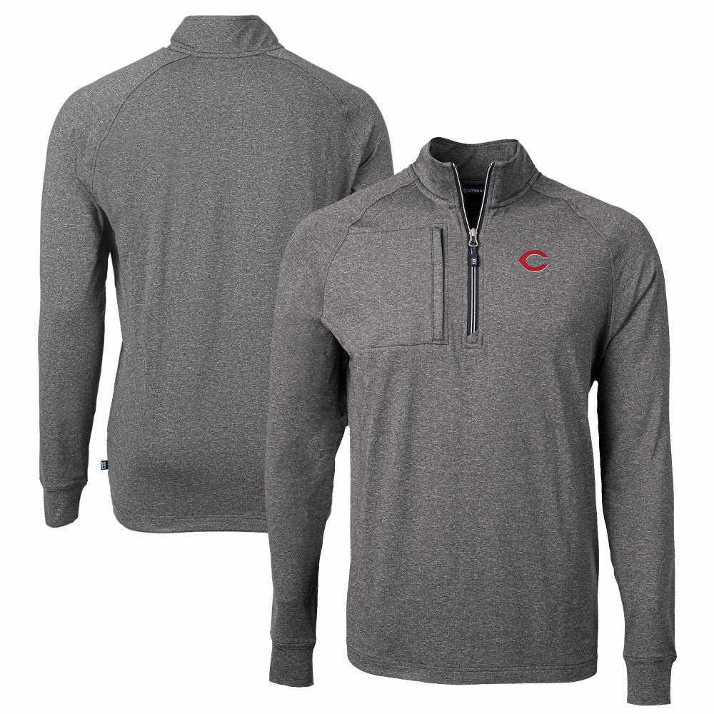 Cincinnati Reds Cutter & Buck Big & Tall Adapt Eco Knit Stretch Recycled Quarter-Zip Pullover Top - MLB