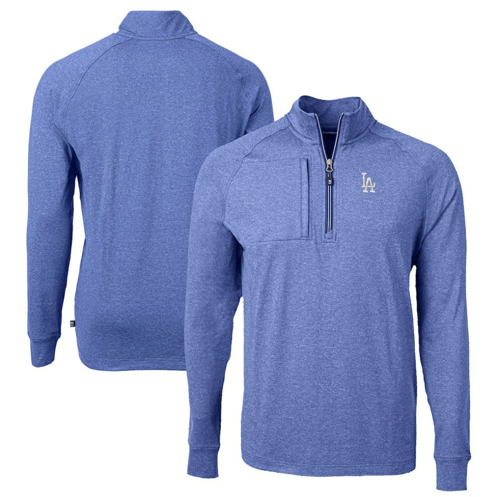 Los Angeles Dodgers Cutter & Buck Big & Tall Adapt Eco Knit Stretch Recycled Quarter-Zip Pullover Top - MLB