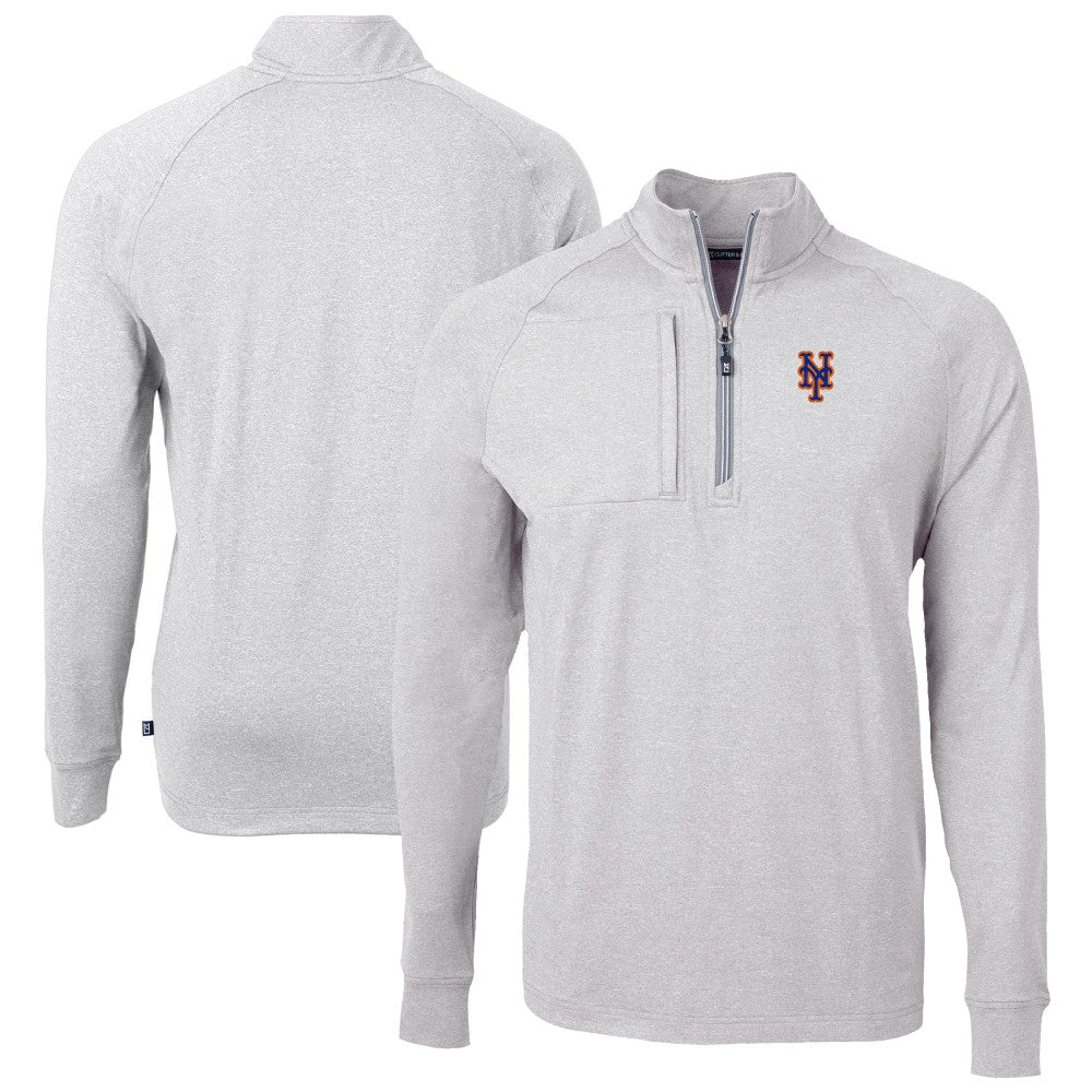 New York Mets Cutter & Buck Big & Tall Adapt Eco Knit Stretch Recycled Quarter-Zip Pullover Top - MLB