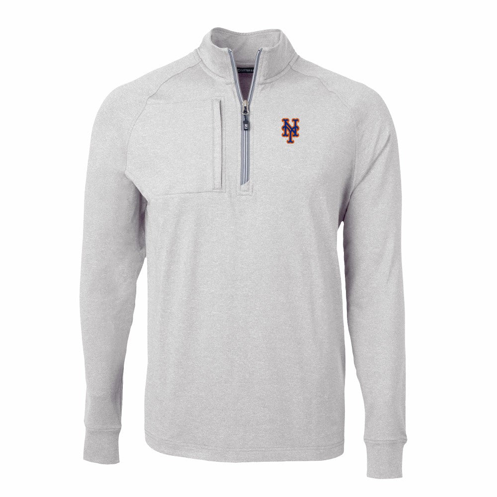 New York Mets Cutter & Buck Big & Tall Adapt Eco Knit Stretch Recycled Quarter-Zip Pullover Top - MLB