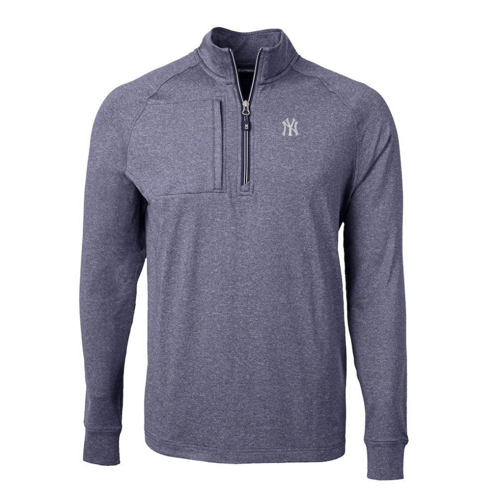 New York Yankees Cutter & Buck Big & Tall Adapt Eco Knit Stretch Recycled Quarter-Zip Pullover Top - MLB