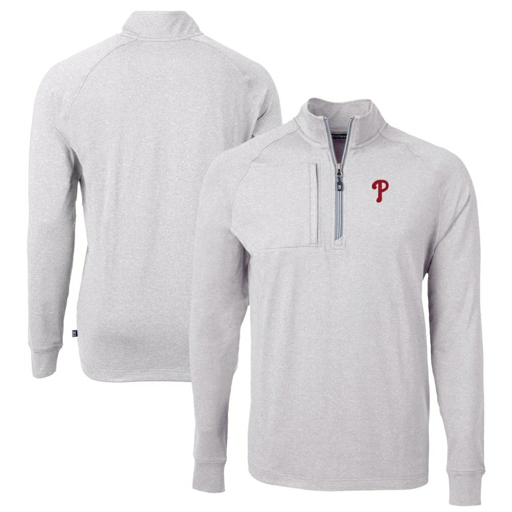 Philadelphia Phillies Cutter & Buck Big & Tall Adapt Eco Knit Stretch Recycled Quarter-Zip Pullover Top - MLB