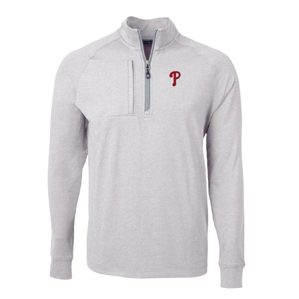 Philadelphia Phillies Cutter & Buck Big & Tall Adapt Eco Knit Stretch Recycled Quarter-Zip Pullover Top - MLB
