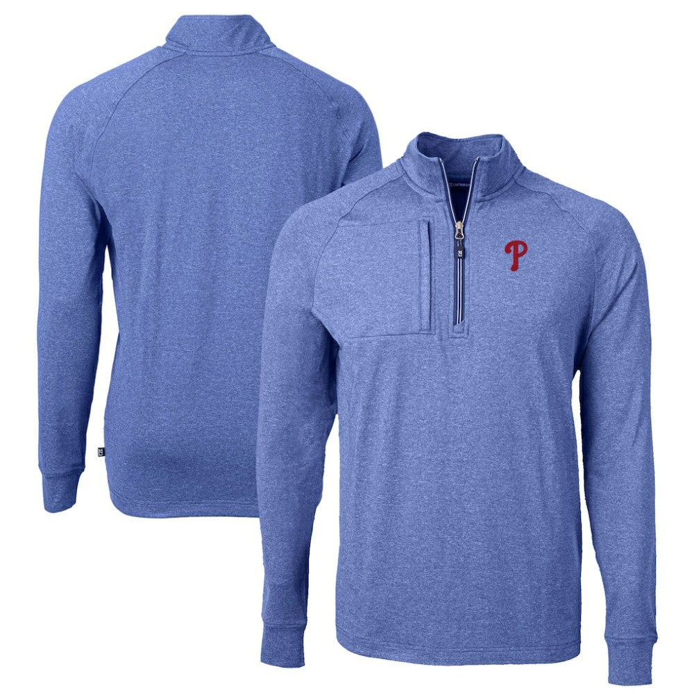Philadelphia Phillies Cutter & Buck Big & Tall Adapt Eco Knit Stretch Recycled Quarter-Zip Pullover Top - MLB