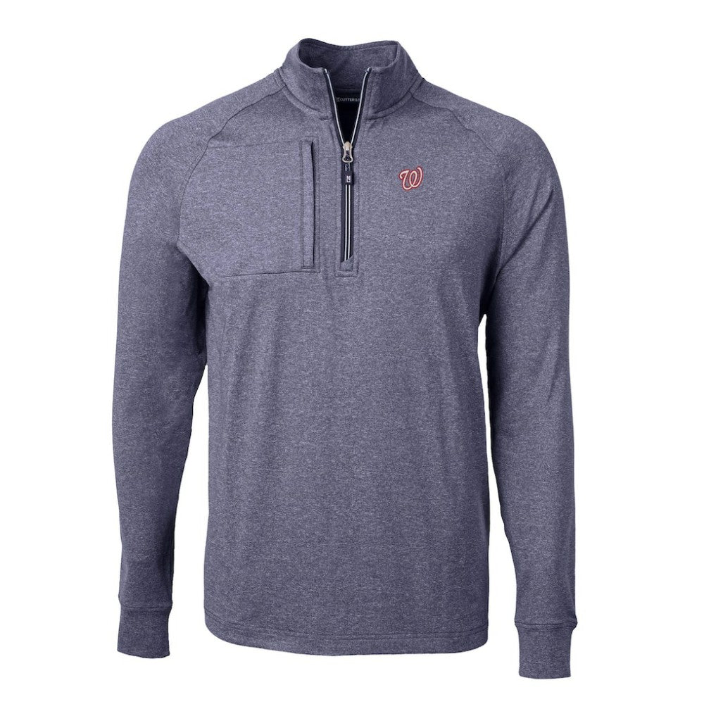 Washington Nationals Cutter & Buck Big & Tall Adapt Eco Knit Stretch Recycled Quarter-Zip Pullover Top - MLB