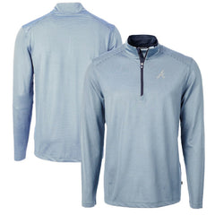 Atlanta Braves Cutter & Buck Virtue Eco Pique Micro Stripe Big & Tall Recycled Quarter-Zip Pullover Top - MLB