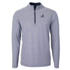 Atlanta Braves Cutter & Buck Virtue Eco Pique Micro Stripe Big & Tall Recycled Quarter-Zip Pullover Top - MLB