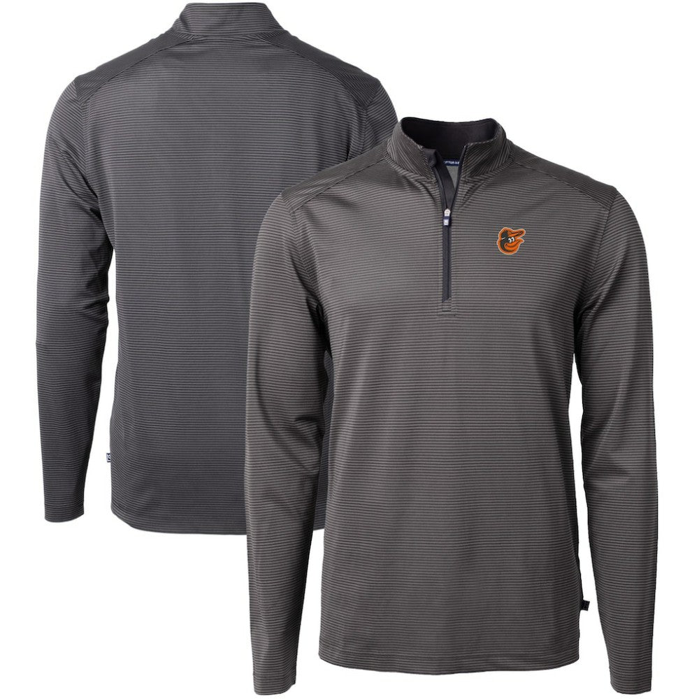 Baltimore Orioles Cutter & Buck Virtue Eco Pique Micro Stripe Big & Tall Recycled Quarter-Zip Pullover Top - MLB