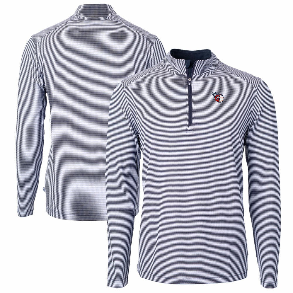 Cleveland Guardians Cutter & Buck Virtue Eco Pique Micro Stripe Big & Tall Recycled Quarter-Zip Pullover Top - MLB