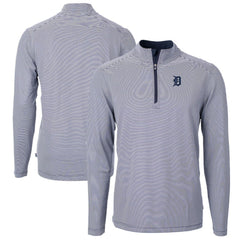 Detroit Tigers Cutter & Buck Virtue Eco Pique Micro Stripe Big & Tall Recycled Quarter-Zip Pullover Top - MLB