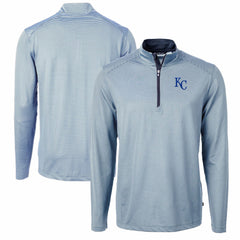 Kansas City Royals Cutter & Buck Virtue Eco Pique Micro Stripe Big & Tall Recycled Quarter-Zip Pullover Top - MLB