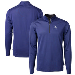 Los Angeles Dodgers Cutter & Buck Virtue Eco Pique Micro Stripe Big & Tall Recycled Quarter-Zip Pullover Top - MLB