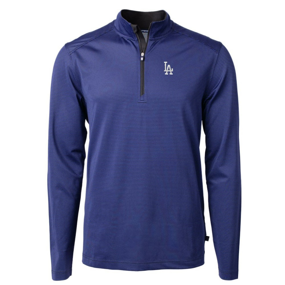 Los Angeles Dodgers Cutter & Buck Virtue Eco Pique Micro Stripe Big & Tall Recycled Quarter-Zip Pullover Top - MLB