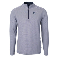 New York Yankees Cutter & Buck Virtue Eco Pique Micro Stripe Big & Tall Recycled Quarter-Zip Pullover Top - MLB