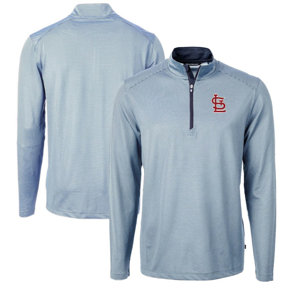 St. Louis Cardinals Cutter & Buck Virtue Eco Pique Micro Stripe Big & Tall Recycled Quarter-Zip Pullover Top - MLB