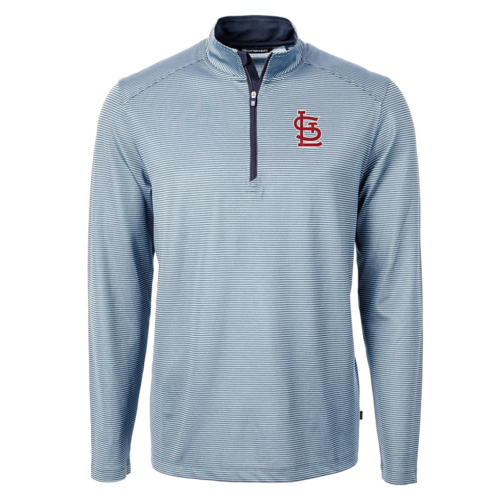 St. Louis Cardinals Cutter & Buck Virtue Eco Pique Micro Stripe Big & Tall Recycled Quarter-Zip Pullover Top - MLB