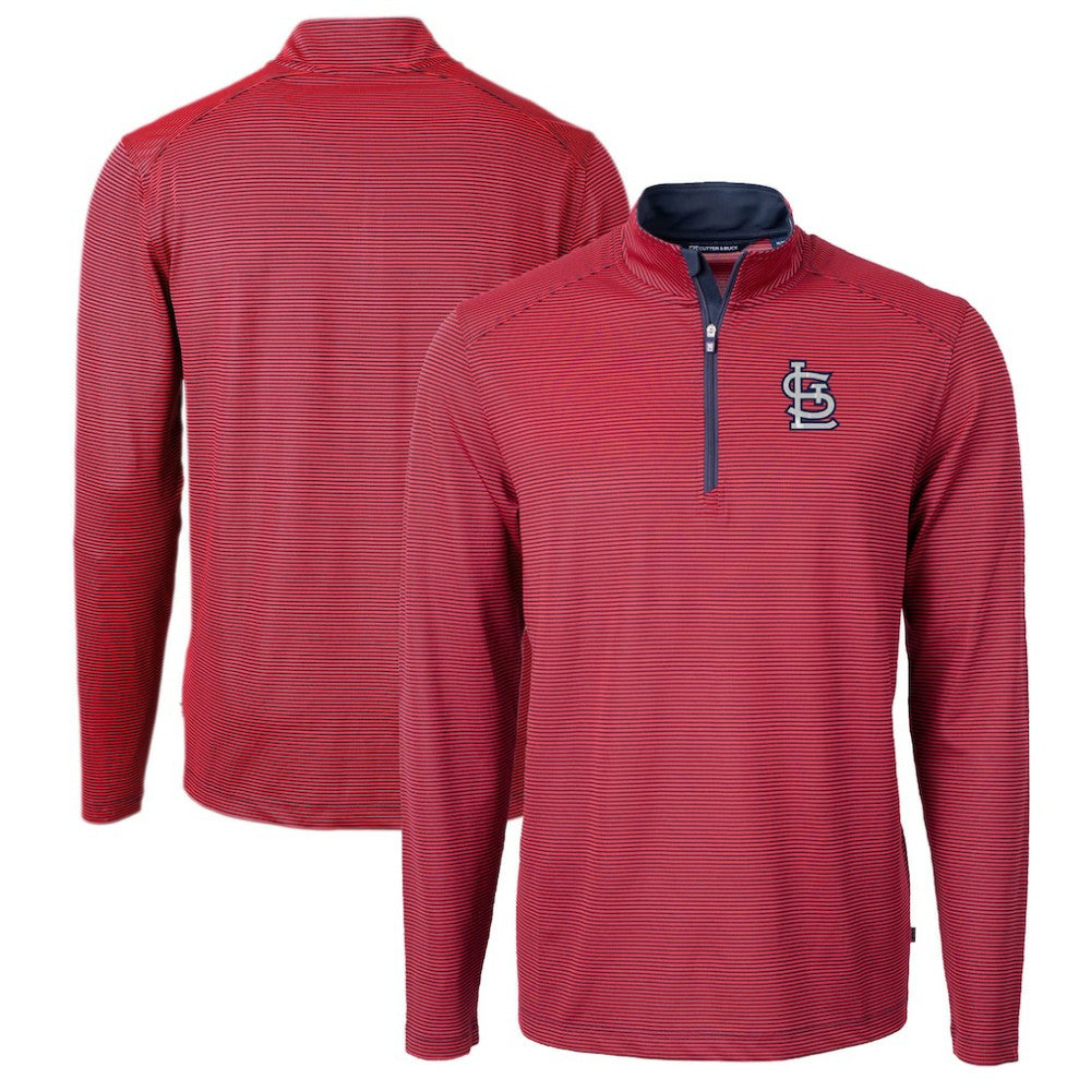 St. Louis Cardinals Cutter & Buck Virtue Eco Pique Micro Stripe Big & Tall Recycled Quarter-Zip Pullover Top - MLB