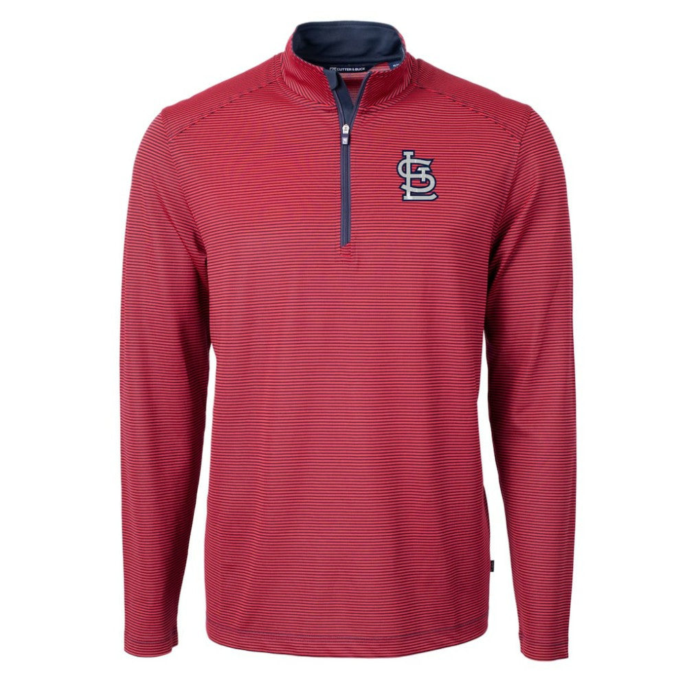 St. Louis Cardinals Cutter & Buck Virtue Eco Pique Micro Stripe Big & Tall Recycled Quarter-Zip Pullover Top - MLB