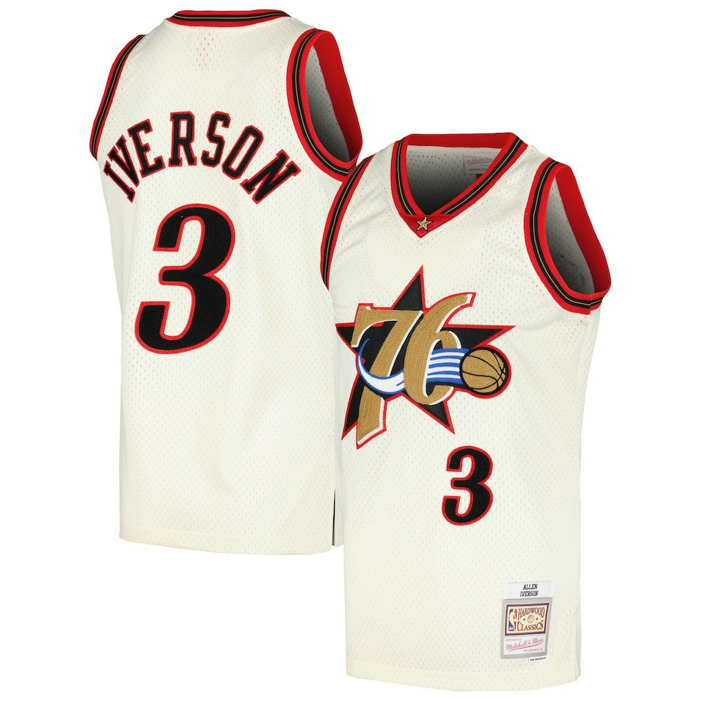 Allen Iverson Philadelphia 76ers Chainstitch Swingman Jersey Cream - NBA