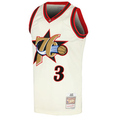 Allen Iverson Philadelphia 76ers Chainstitch Swingman Jersey Cream - NBA