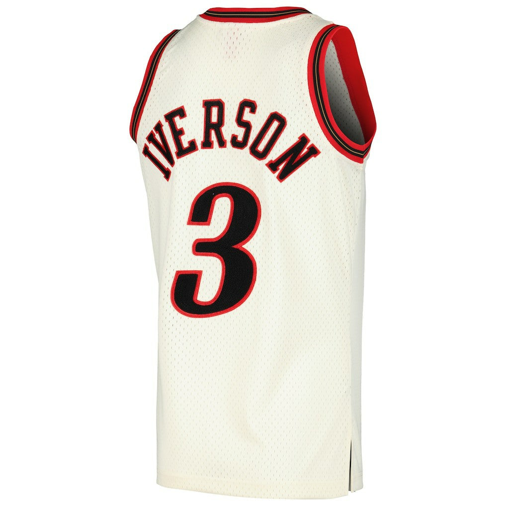 Allen Iverson Philadelphia 76ers Chainstitch Swingman Jersey Cream - NBA