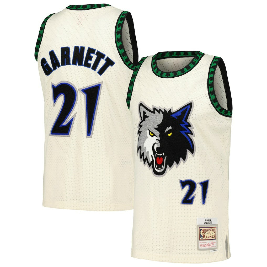 Kevin Garnett Minnesota Timberwolves Chainstitch Swingman Jersey Cream - NBA
