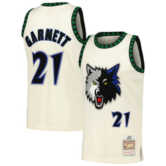 Kevin Garnett Minnesota Timberwolves Chainstitch Swingman Jersey Cream - NBA