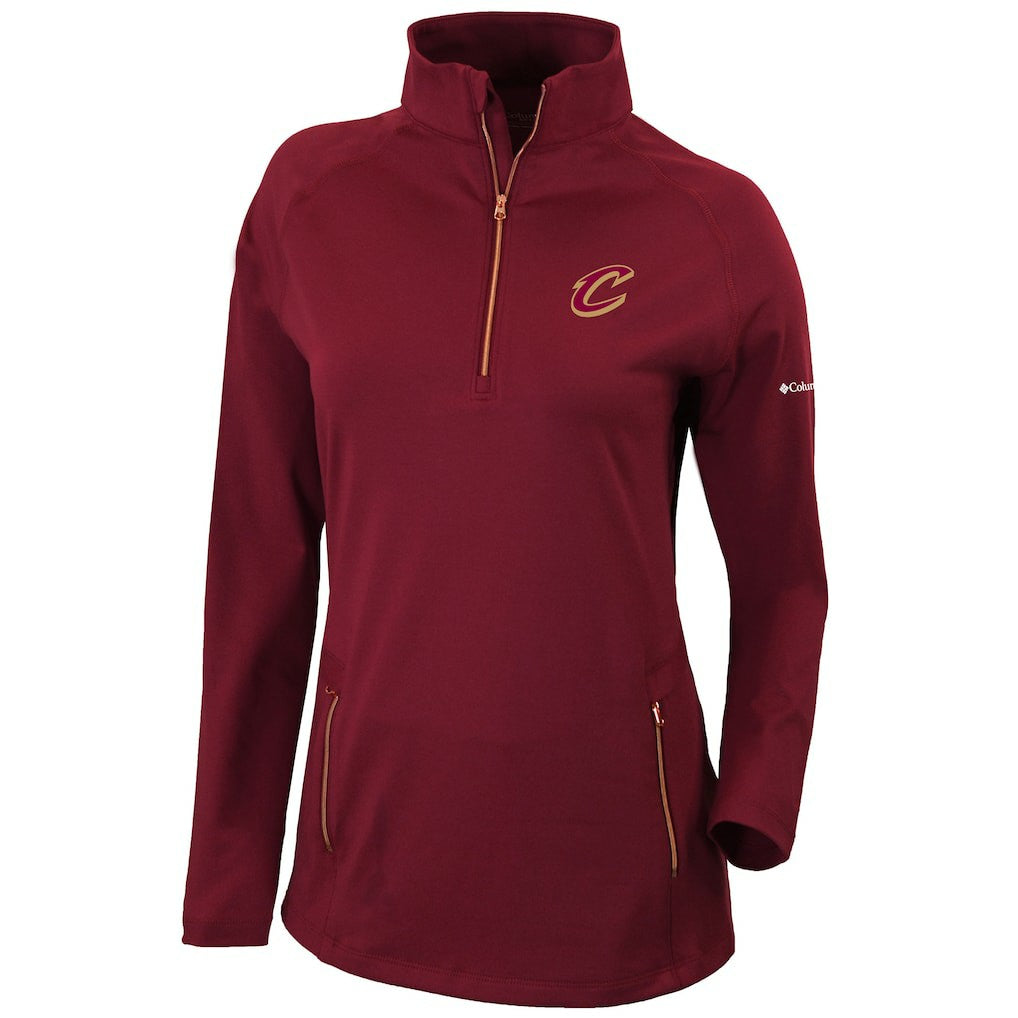 Cleveland Cavaliers Women's Omni-Wick Outward Nine Quarter-Zip Pullover Top Burgundy - NBA