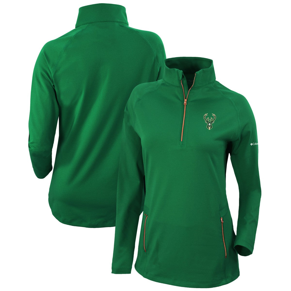 Milwaukee Bucks Women's Omni-Wick Outward Nine Quarter-Zip Pullover Top Forest Green - NBA