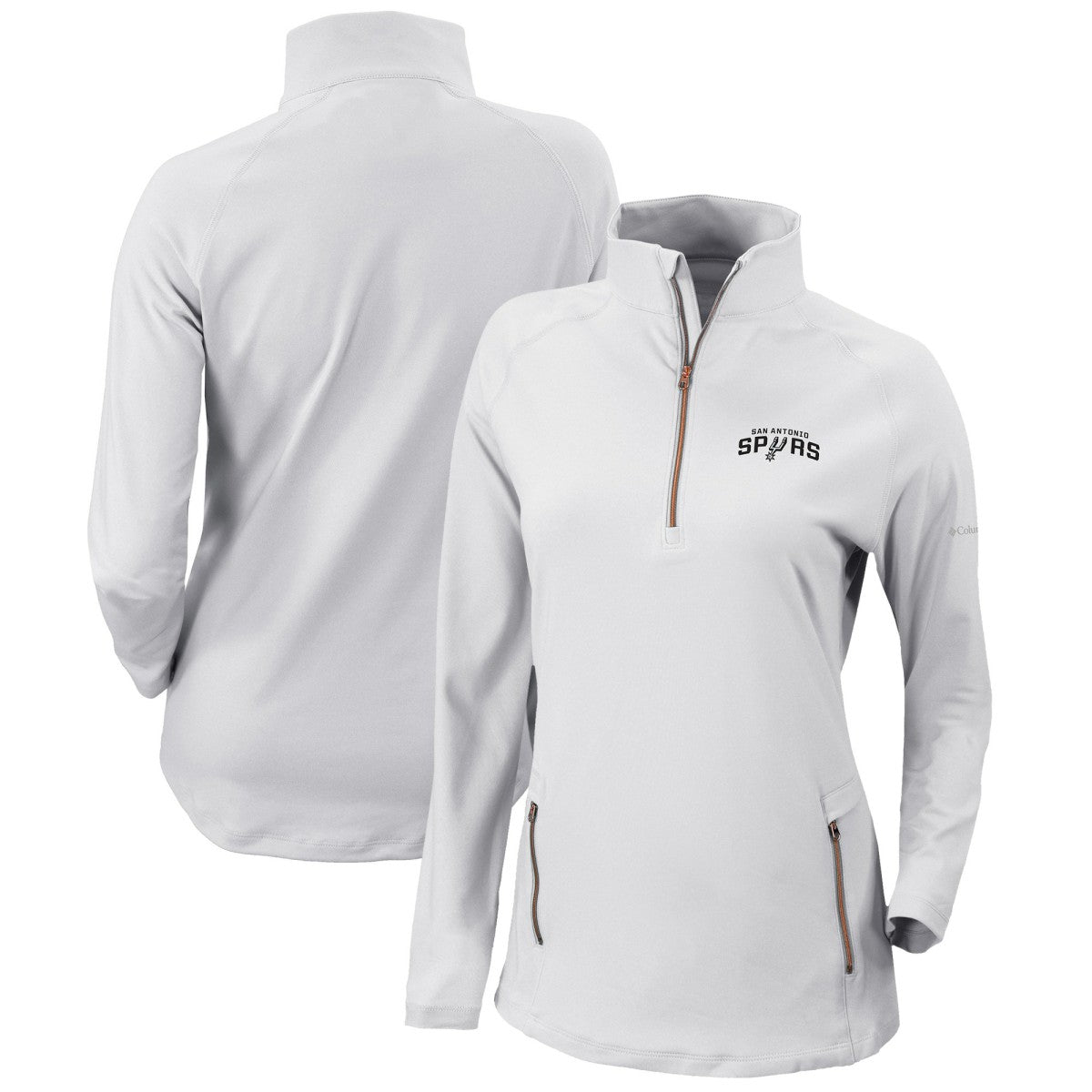 San Antonio Spurs Women's Omni-Wick Outward Nine Quarter-Zip Pullover Top White - NBA