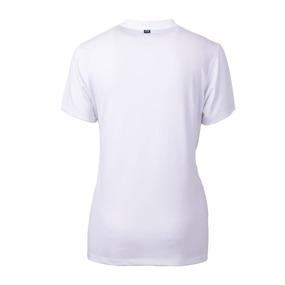 Las Vegas Raiders Cutter & Buck Women's Helmet Logo DryTec Forge Stretch V-Neck Blade Top White | NFL