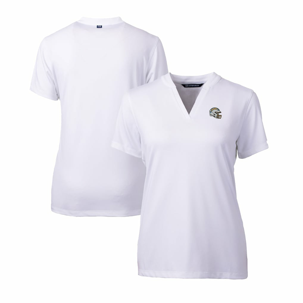 Los Angeles Chargers Cutter & Buck Women's Helmet Logo DryTec Forge Stretch V-Neck Blade Top White | NFL