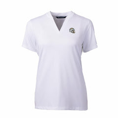 Los Angeles Chargers Cutter & Buck Women's Helmet Logo DryTec Forge Stretch V-Neck Blade Top White | NFL