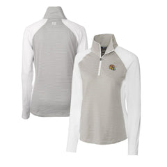 San Francisco 49ers Cutter & Buck Women's Helmet Logo DryTec Forge Tonal Stripe Stretch Half-Zip Top White | NFL