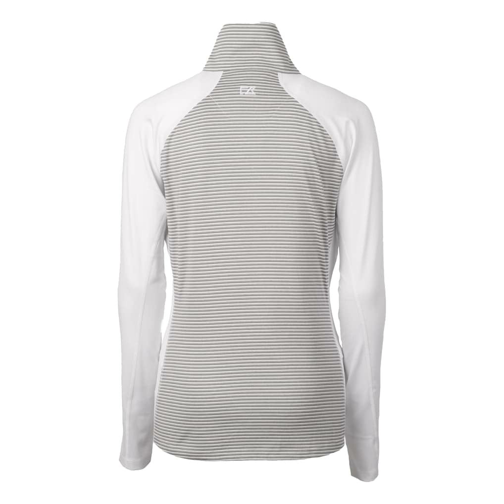 San Francisco 49ers Cutter & Buck Women's Helmet Logo DryTec Forge Tonal Stripe Stretch Half-Zip Top White | NFL