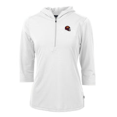 Washington Commanders Cutter & Buck Women's Helmet Logo DryTec Virtue Eco Pique Recycled Half-Zip Pullover Hoodie White | NFL