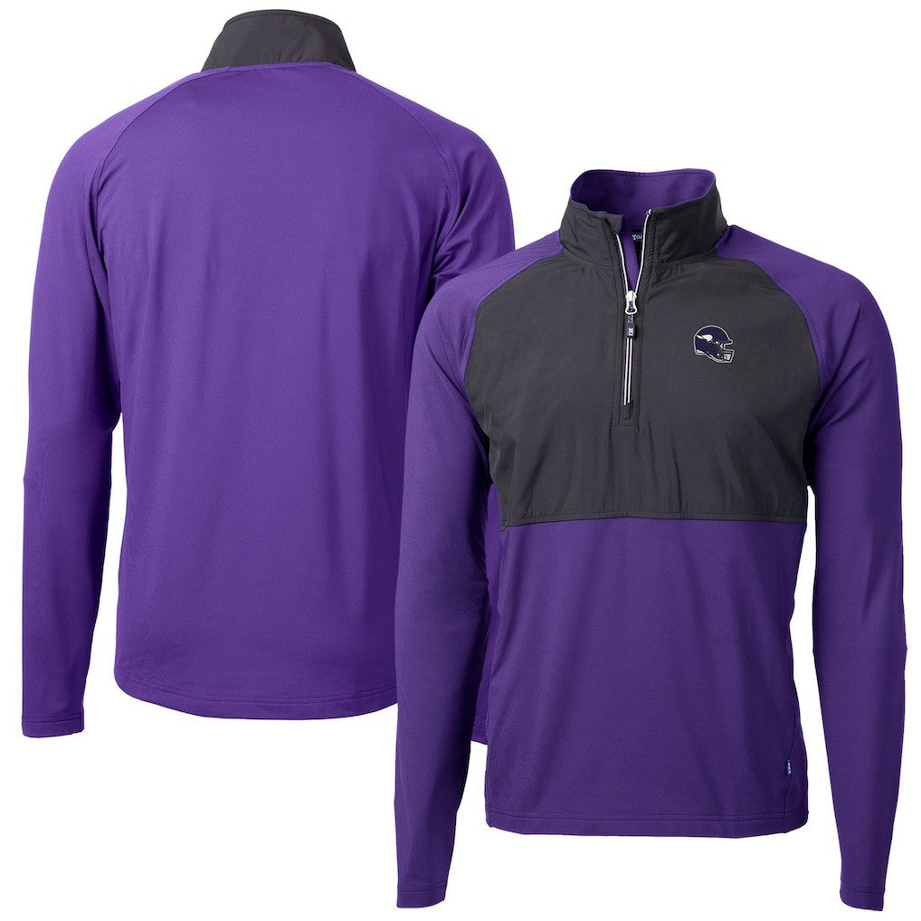 Minnesota Vikings Cutter & Buck Helmet Adapt Eco Knit Hybrid Recycled Quarter-Zip Pullover Top Purple | NFL