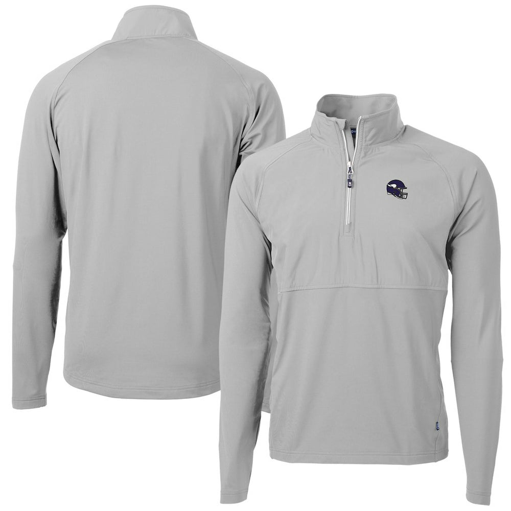 Minnesota Vikings Cutter & Buck Helmet Adapt Eco Knit Hybrid Recycled Quarter-Zip Pullover Top Silver | NFL