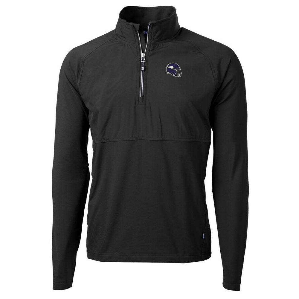 Minnesota Vikings Cutter & Buck Helmet Adapt Eco Knit Hybrid Recycled Quarter-Zip Pullover Top Black | NFL