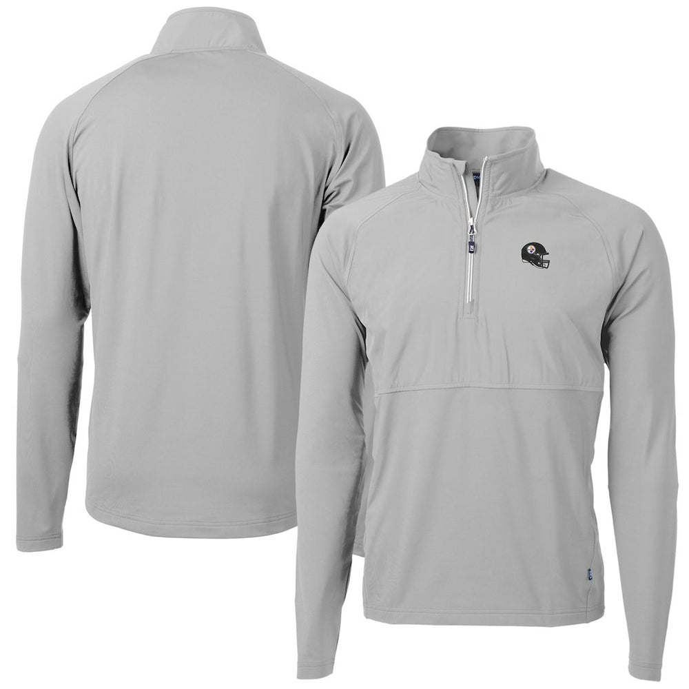 Pittsburgh Steelers Cutter & Buck Helmet Adapt Eco Knit Hybrid Recycled Quarter-Zip Pullover Top Silver | NFL