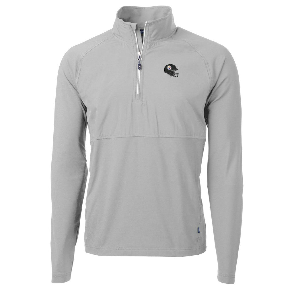 Pittsburgh Steelers Cutter & Buck Helmet Adapt Eco Knit Hybrid Recycled Quarter-Zip Pullover Top Silver | NFL