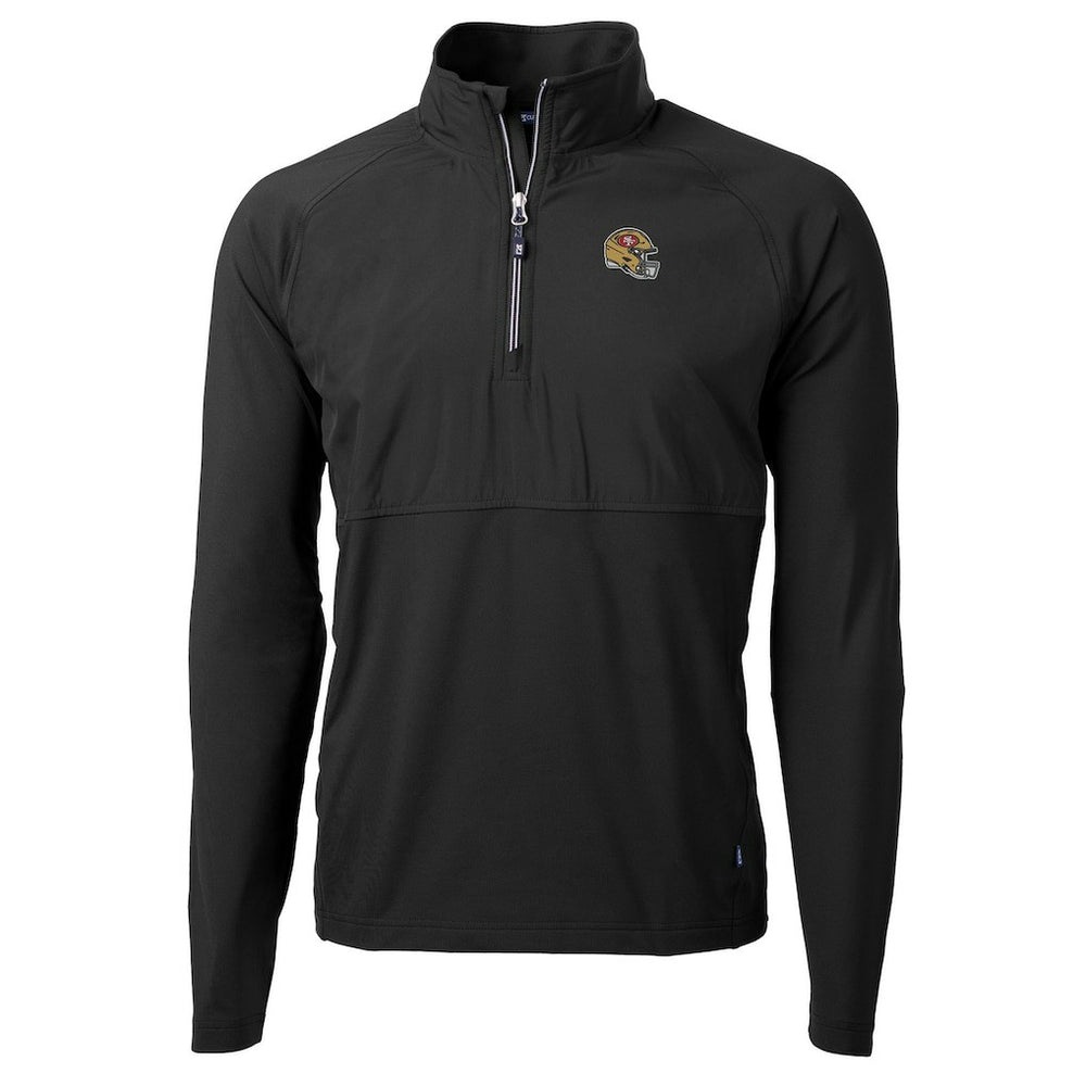 San Francisco 49ers Cutter & Buck Helmet Adapt Eco Knit Hybrid Recycled Quarter-Zip Pullover Top Black | NFL
