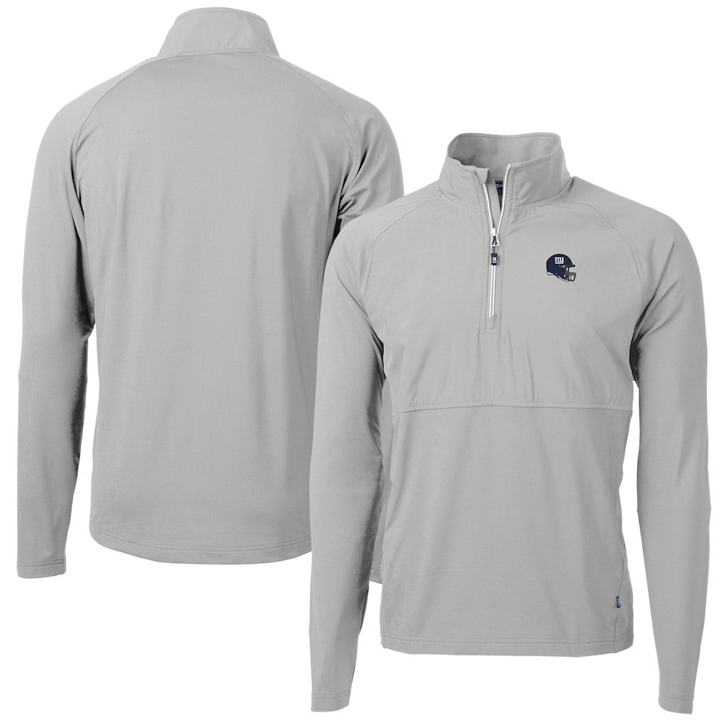 New York Giants Cutter & Buck Helmet Adapt Eco Knit Hybrid Recycled Quarter-Zip Pullover Top Silver | NFL
