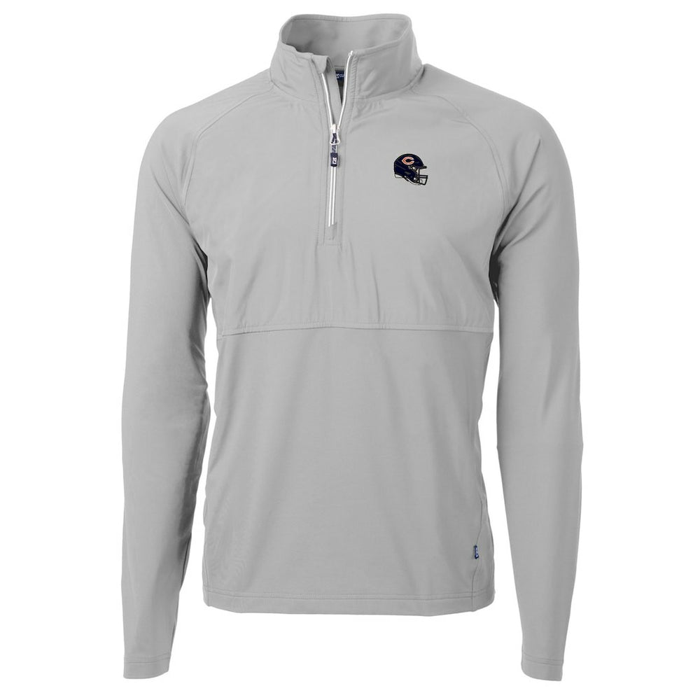 Chicago Bears Cutter & Buck Helmet Adapt Eco Knit Hybrid Recycled Quarter-Zip Pullover Top Silver | NFL