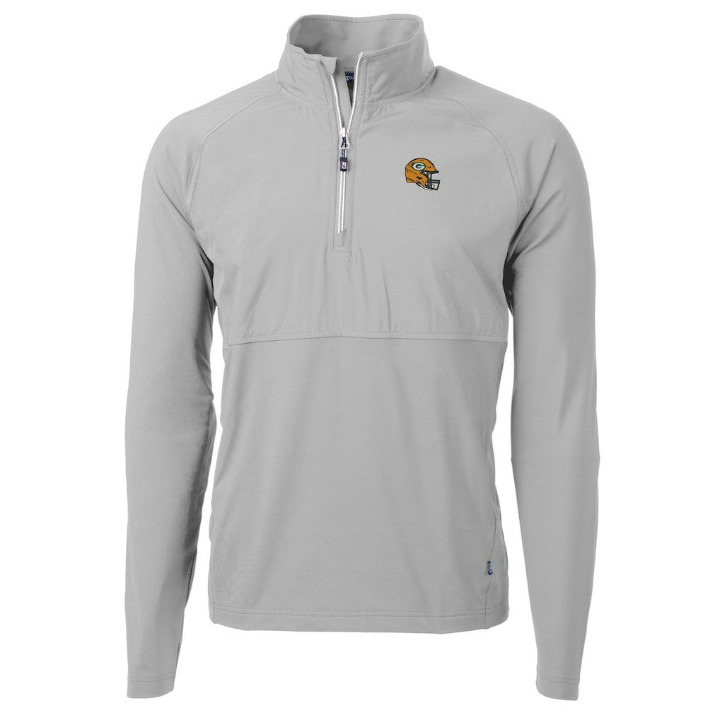 Green Bay Packers Cutter & Buck Helmet Adapt Eco Knit Hybrid Recycled Quarter-Zip Pullover Top Silver | NFL